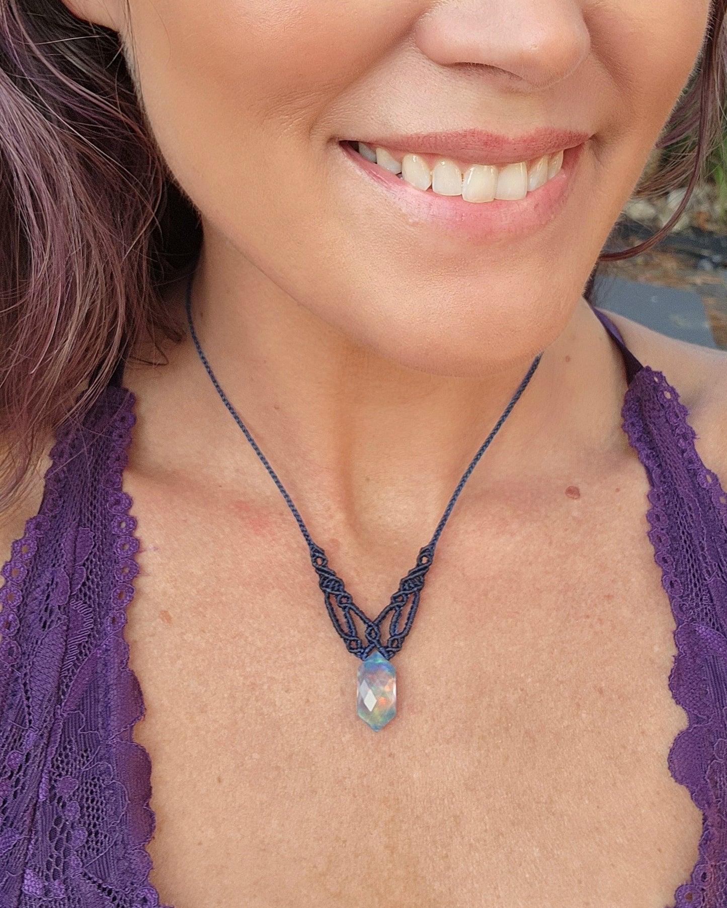 Aurora Opal Macrame Necklace