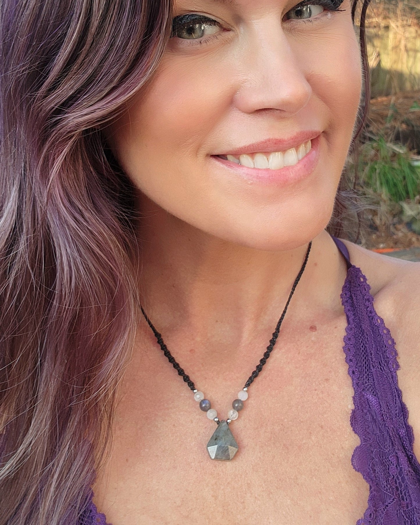 Labradorite Simple Macrame Necklace