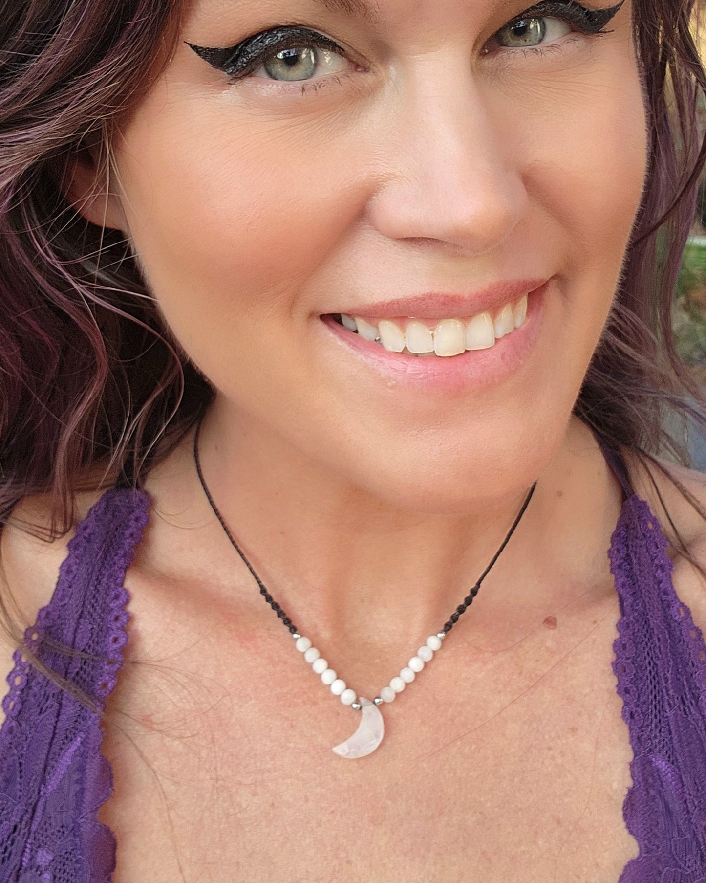 Dainty Moon Macrame Necklace