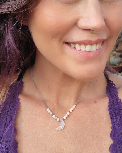 Dainty Moon Macrame Necklace