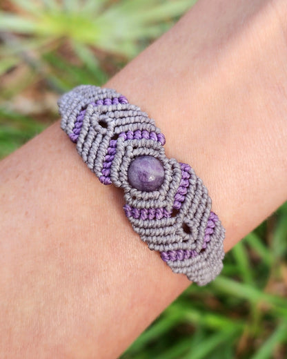 Lepidolite Macrame Small Cuff Bracelet