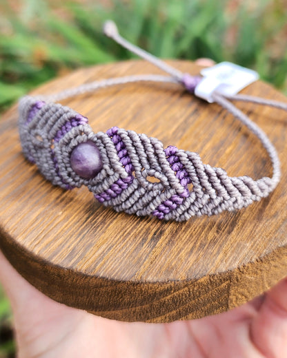 Lepidolite Macrame Small Cuff Bracelet