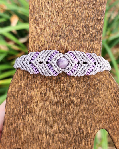 Lepidolite Macrame Small Cuff Bracelet