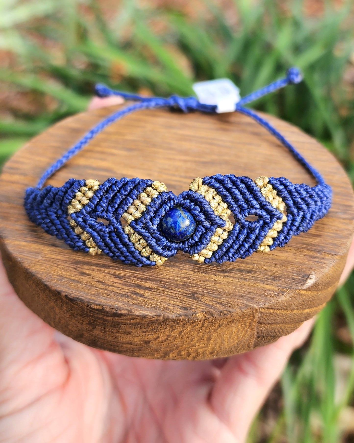 Lapis Lazuli Macrame Small Cuff Bracelet