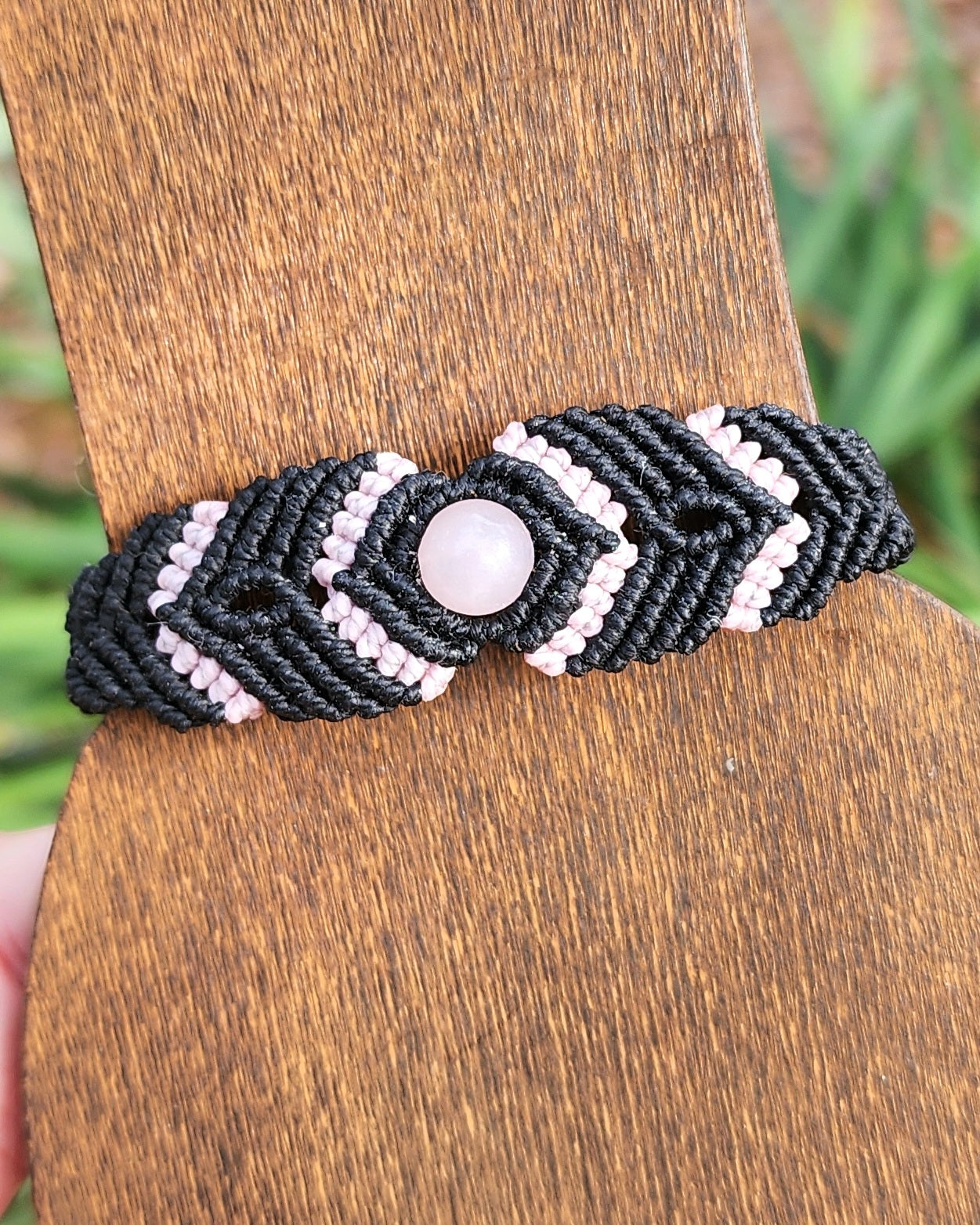 Rose Quartz Macrame Small Cuff Bracelet