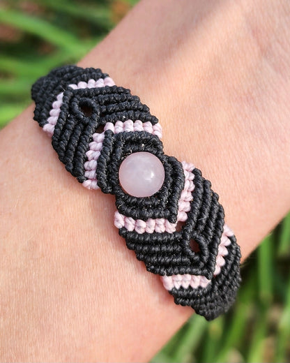 Rose Quartz Macrame Small Cuff Bracelet