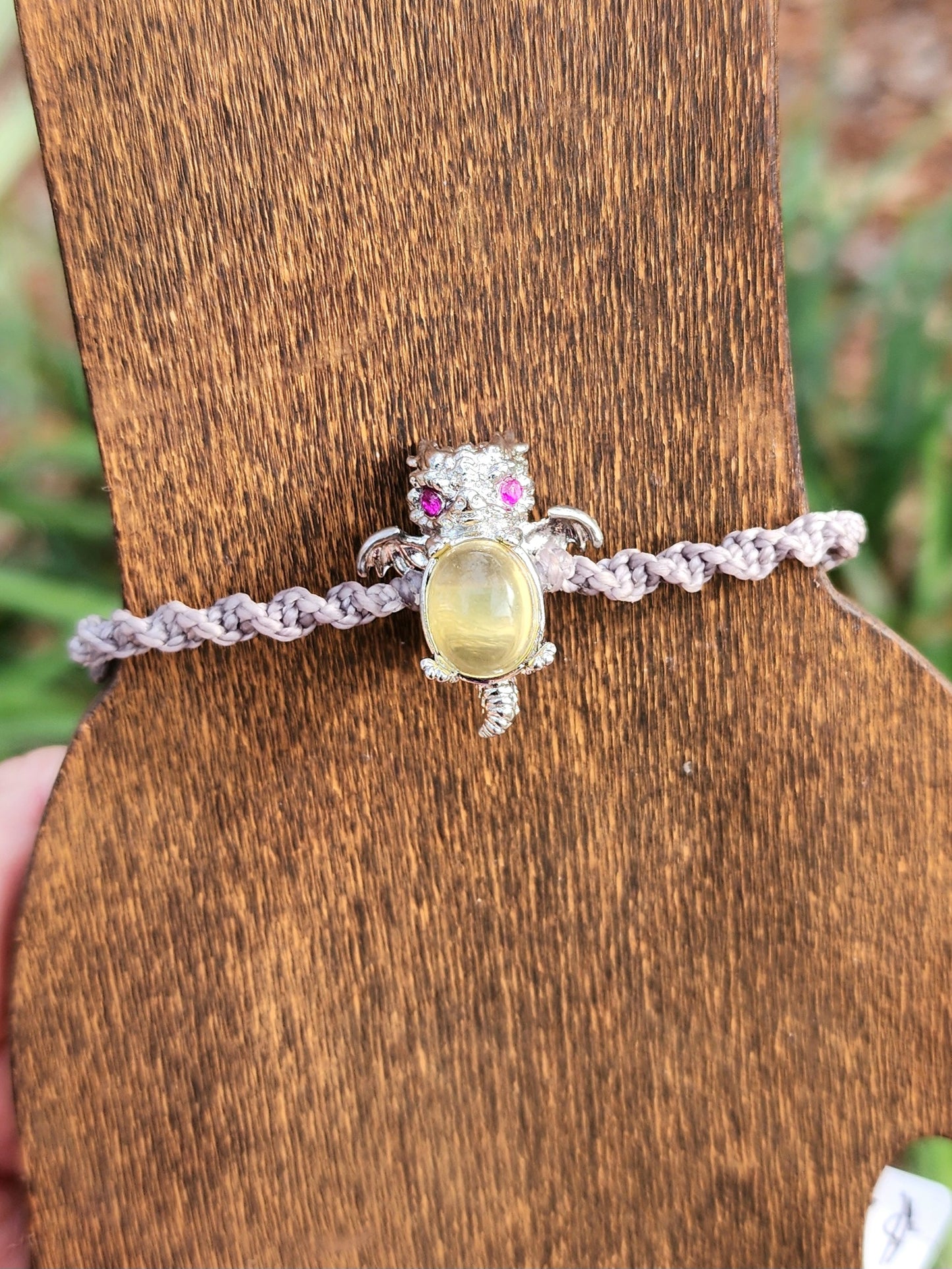 Yellow Fluorite Dragon Macrame Bracelet