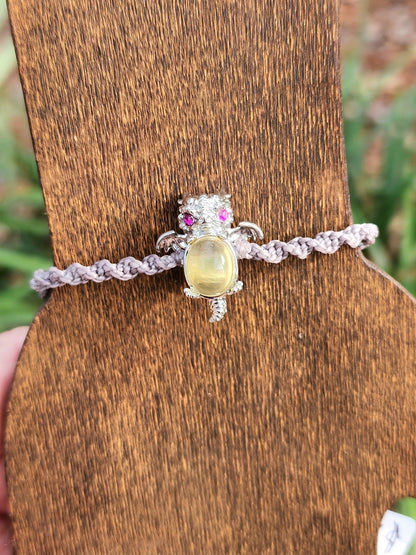 Yellow Fluorite Dragon Macrame Bracelet