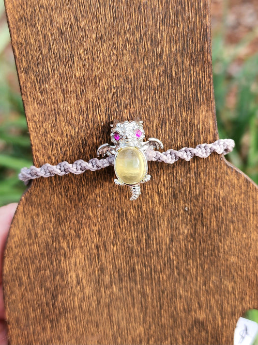Yellow Fluorite Dragon Macrame Bracelet