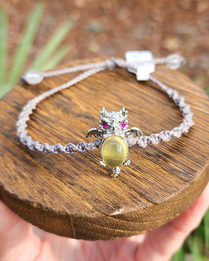 Yellow Fluorite Dragon Macrame Bracelet