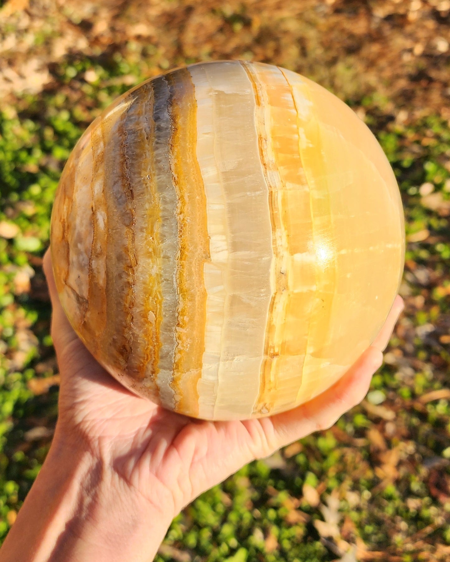 XL Banded Honey Calcite Sphere