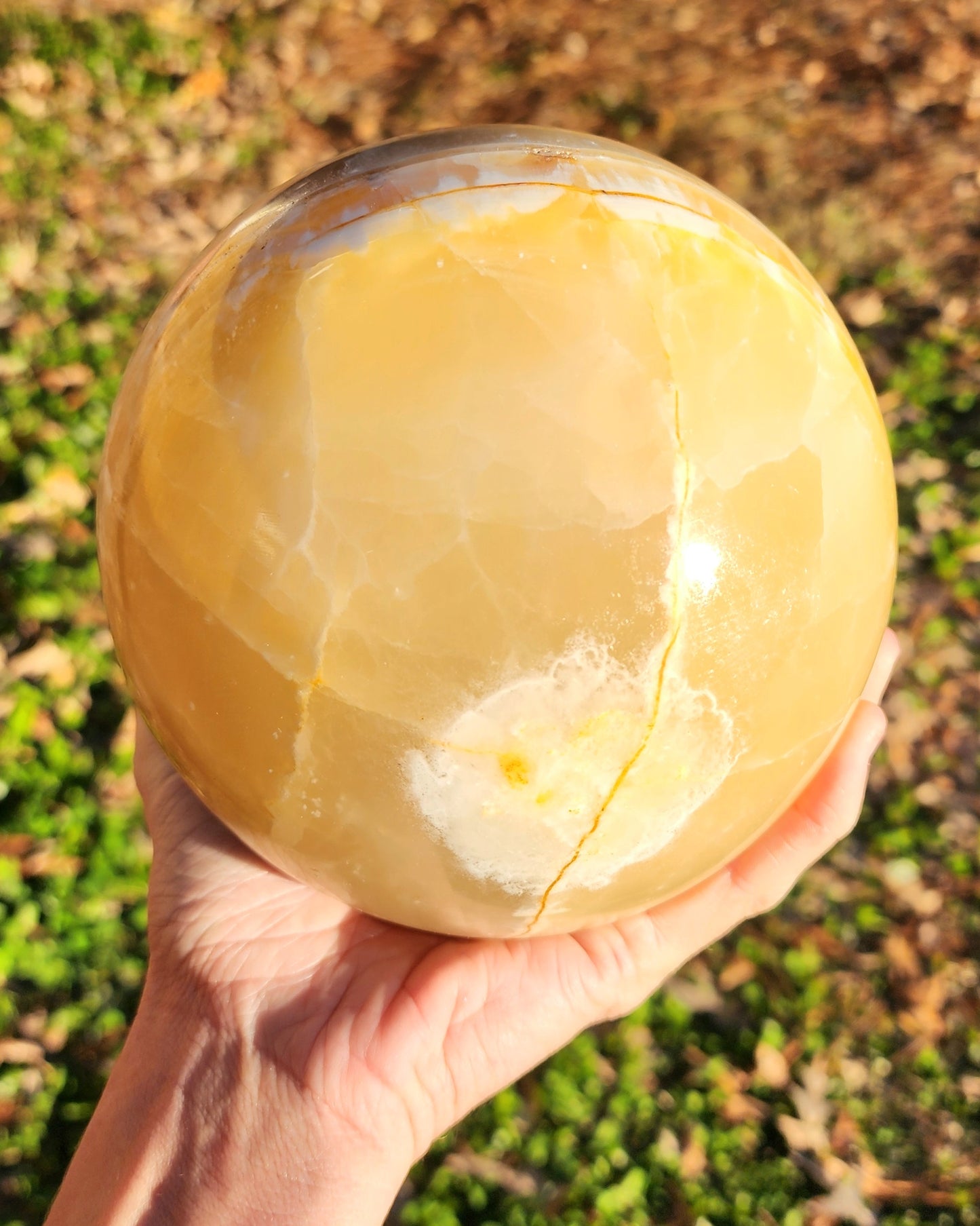 XL Banded Honey Calcite Sphere