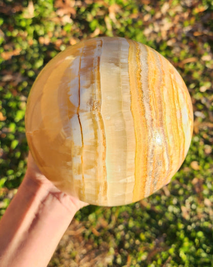 XL Banded Honey Calcite Sphere