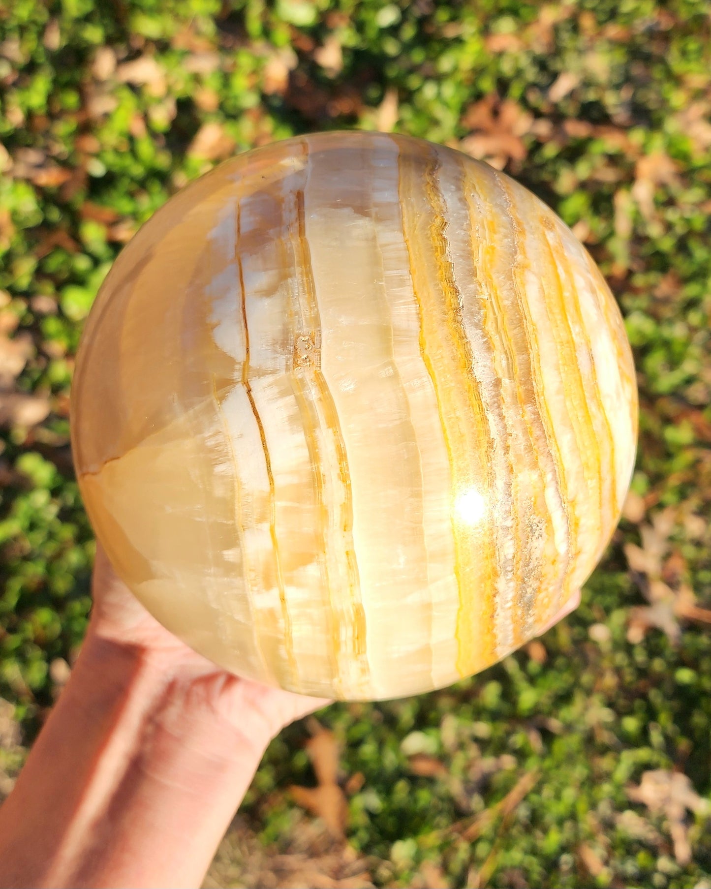 XL Banded Honey Calcite Sphere