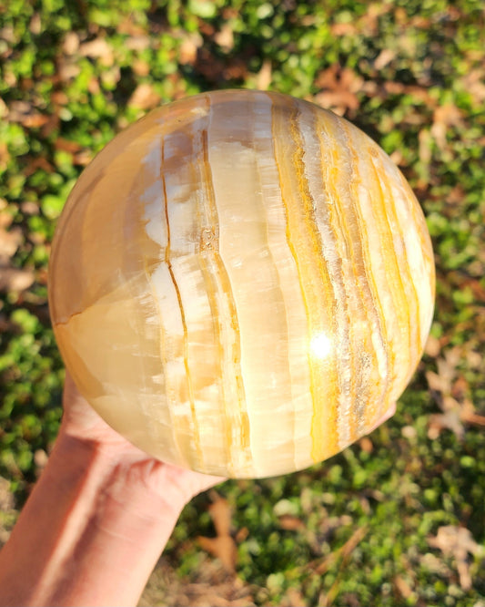 XL Banded Honey Calcite Sphere