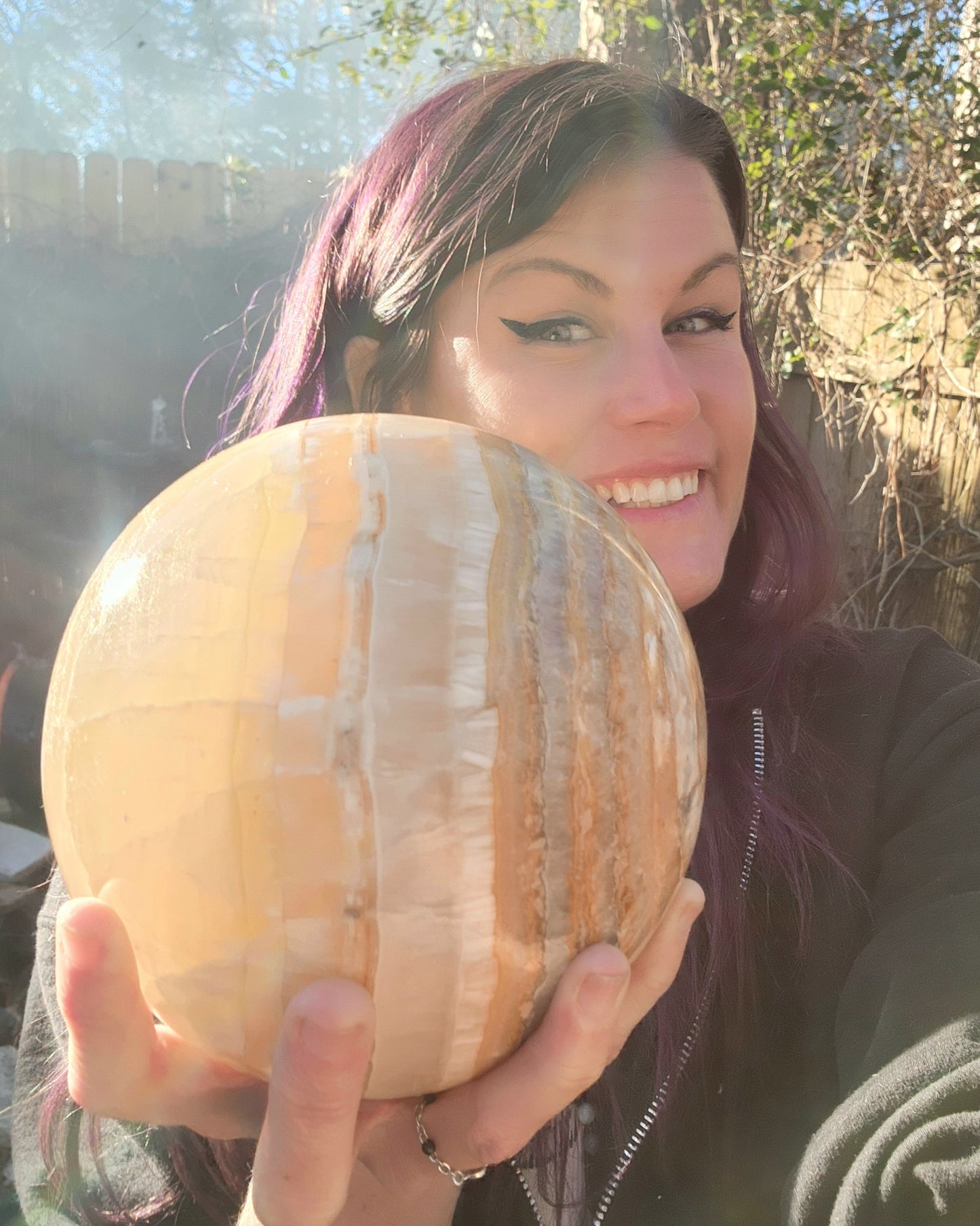 XL Banded Honey Calcite Sphere