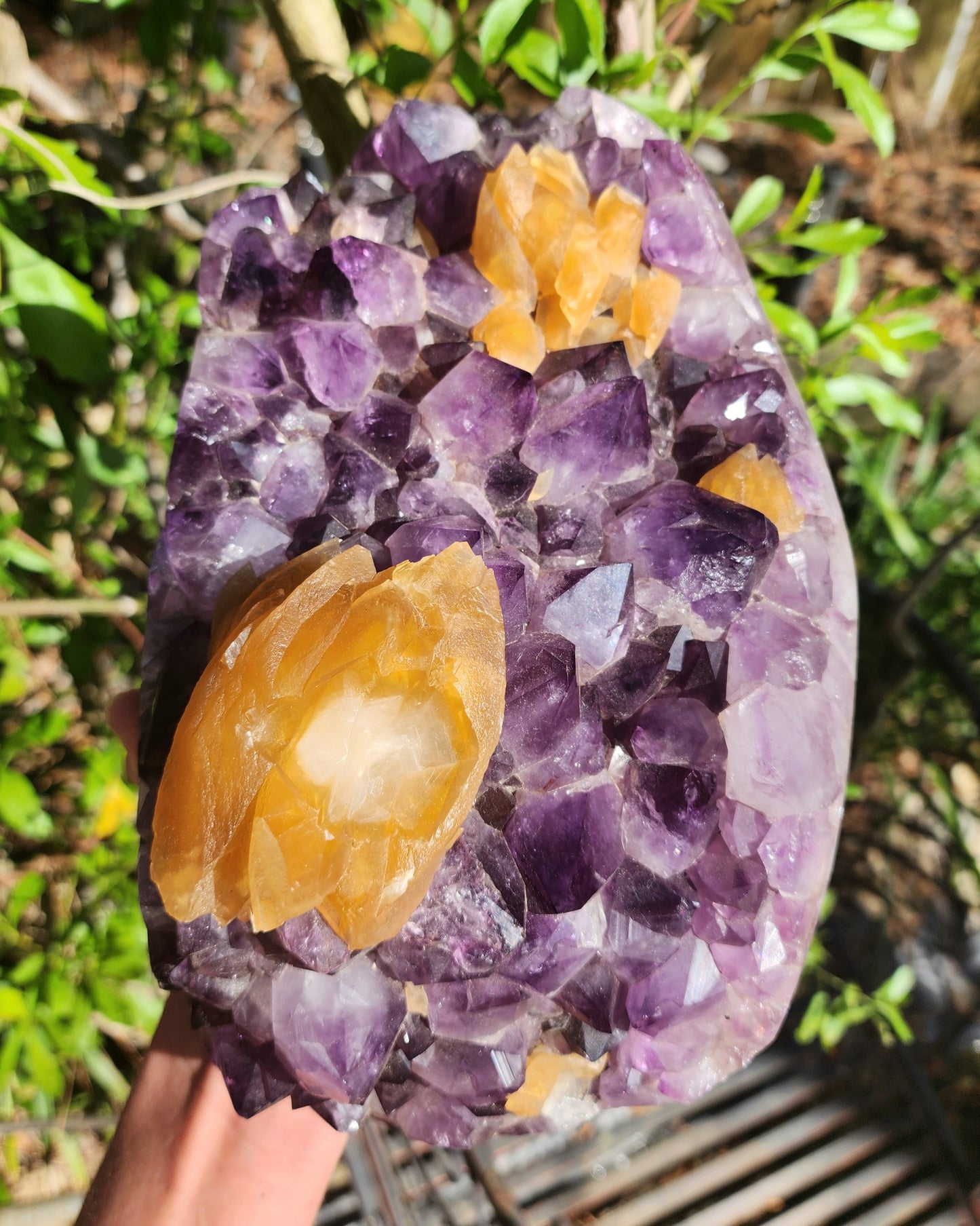 Massive Amethyst Cluster with UV Reactive Yellow Calcite