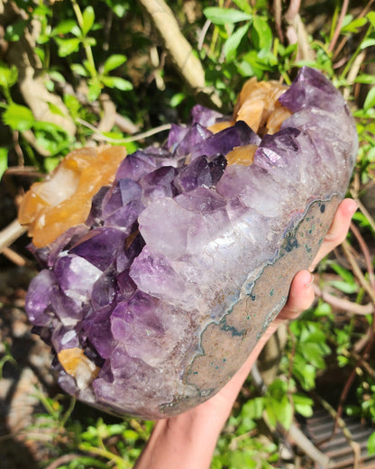 Massive Amethyst Cluster with UV Reactive Yellow Calcite