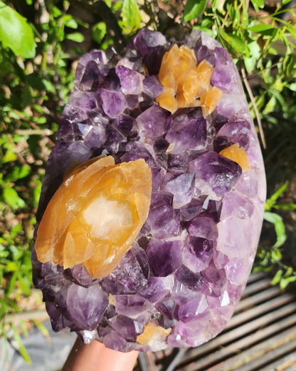 Massive Amethyst Cluster with UV Reactive Yellow Calcite