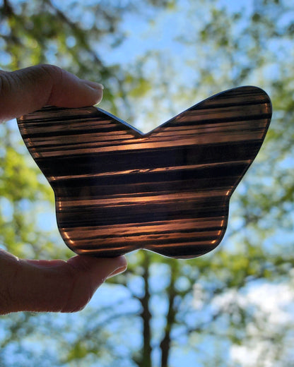 Midnight Lace Obsidian Butterfly on Stand