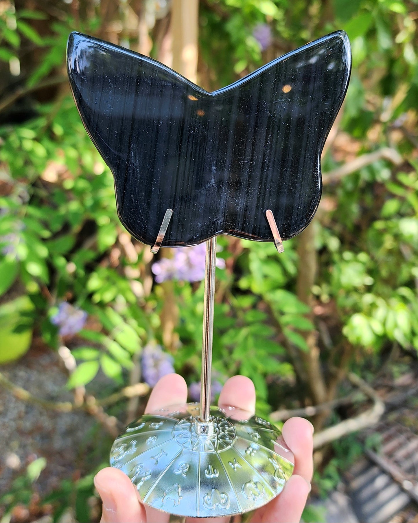 Midnight Lace Obsidian Butterfly on Stand
