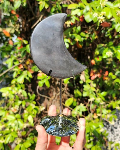 Midnight Lace Obsidian Moon on Stand