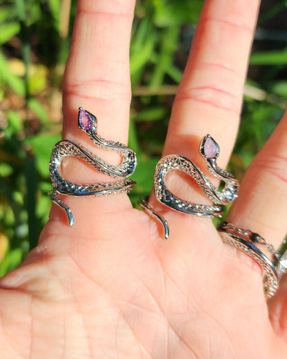 Amethyst Snake Ring Adjustable