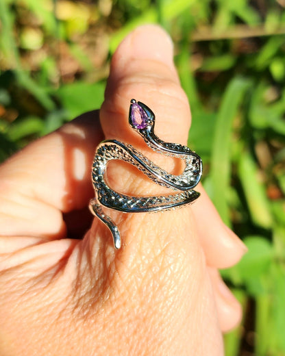 Amethyst Snake Ring Adjustable