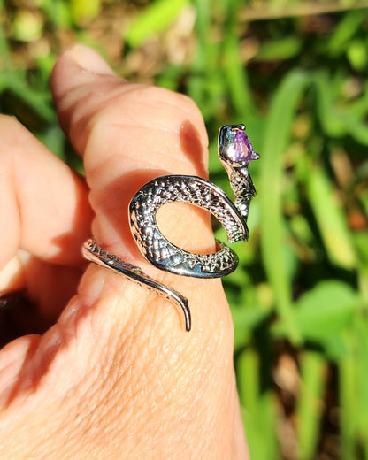 Amethyst Snake Ring Adjustable