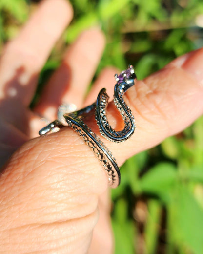 Amethyst Snake Ring Adjustable