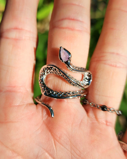 Amethyst Snake Ring Adjustable