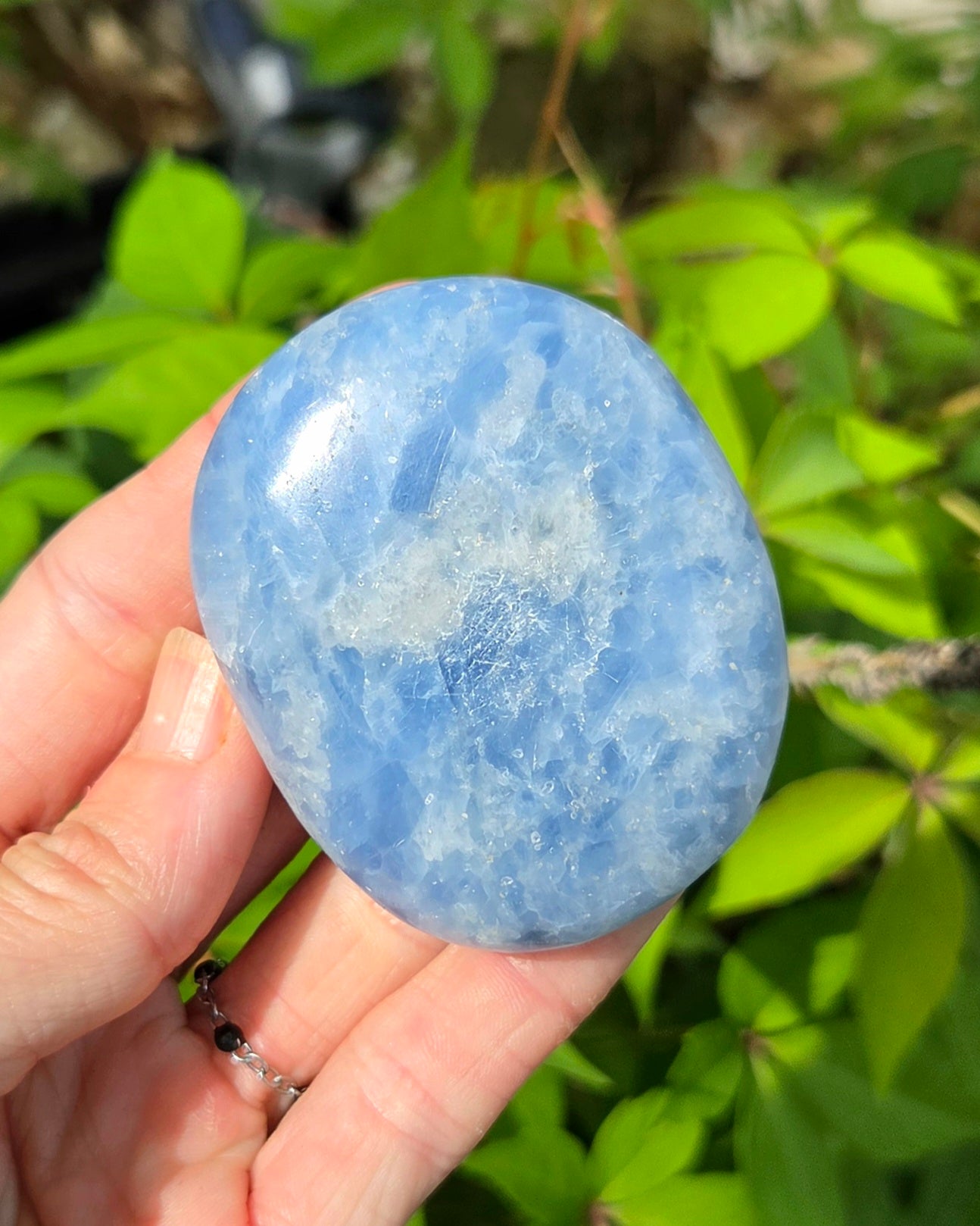 Blue Calcite Palm Stone