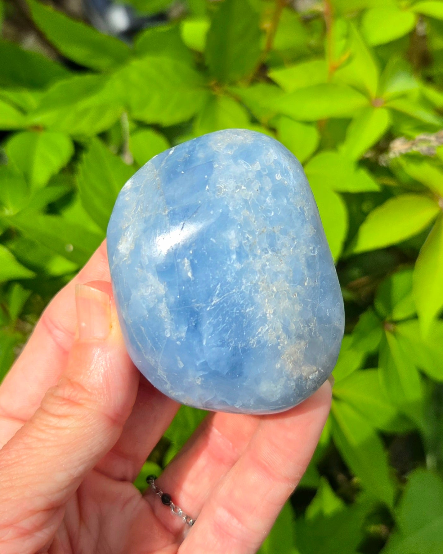 Blue Calcite Palm Stone