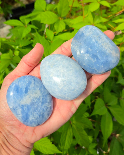 Blue Calcite Palm Stone