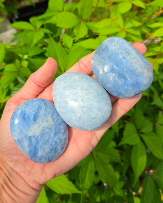 Blue Calcite Palm Stone