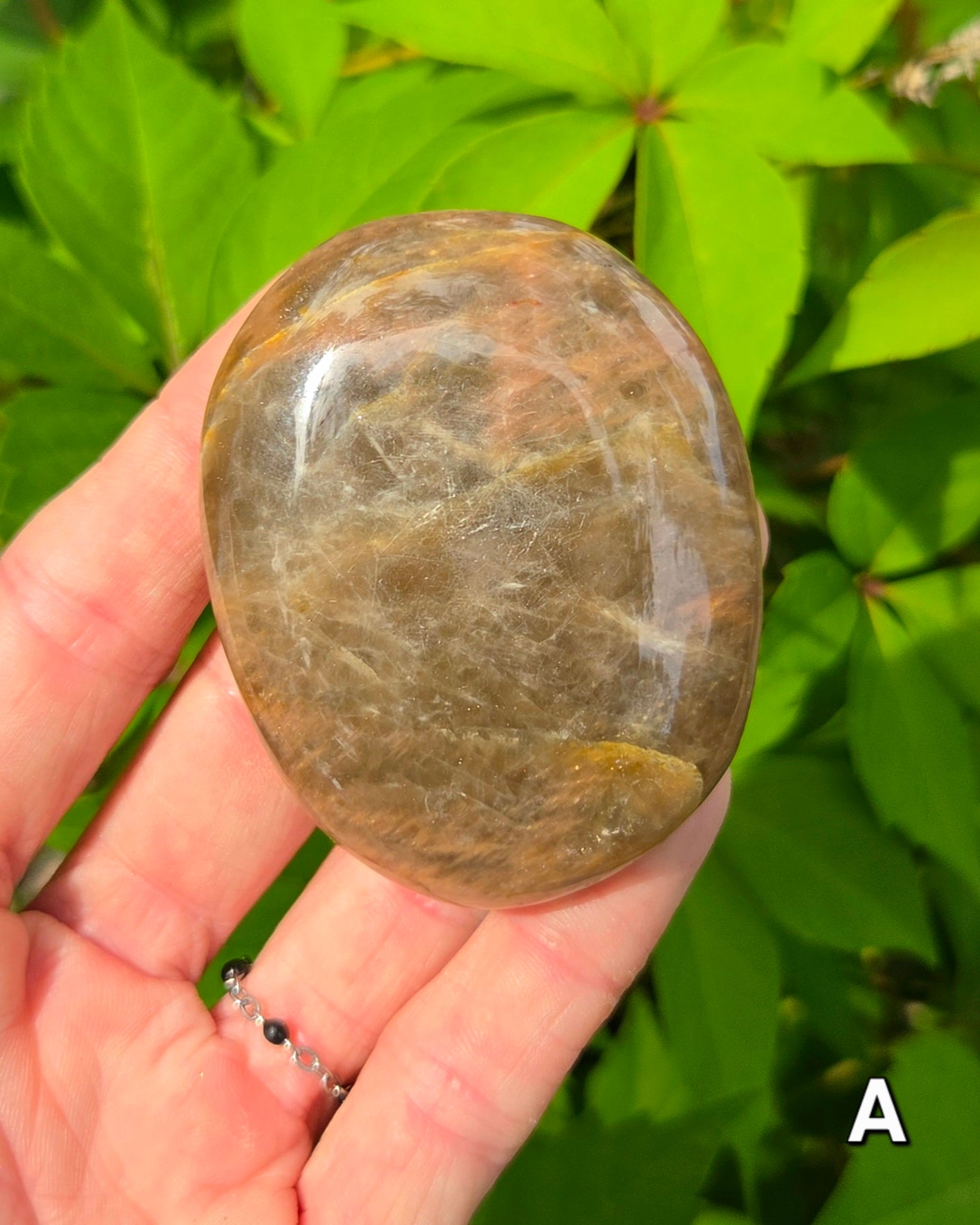 Black Moonstone Palm Stone