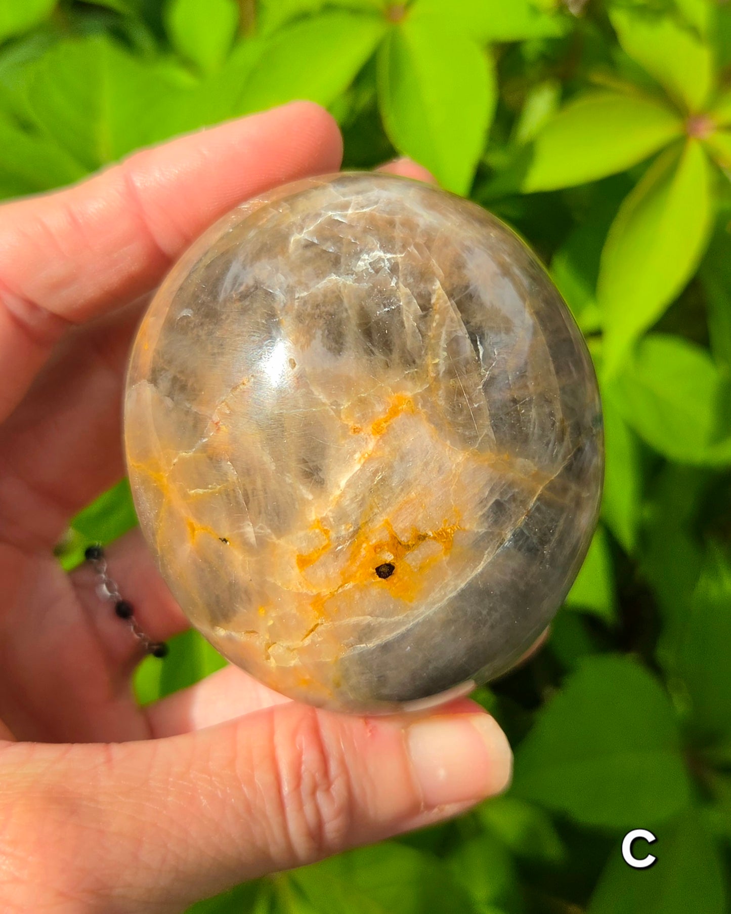 Black Moonstone Palm Stone