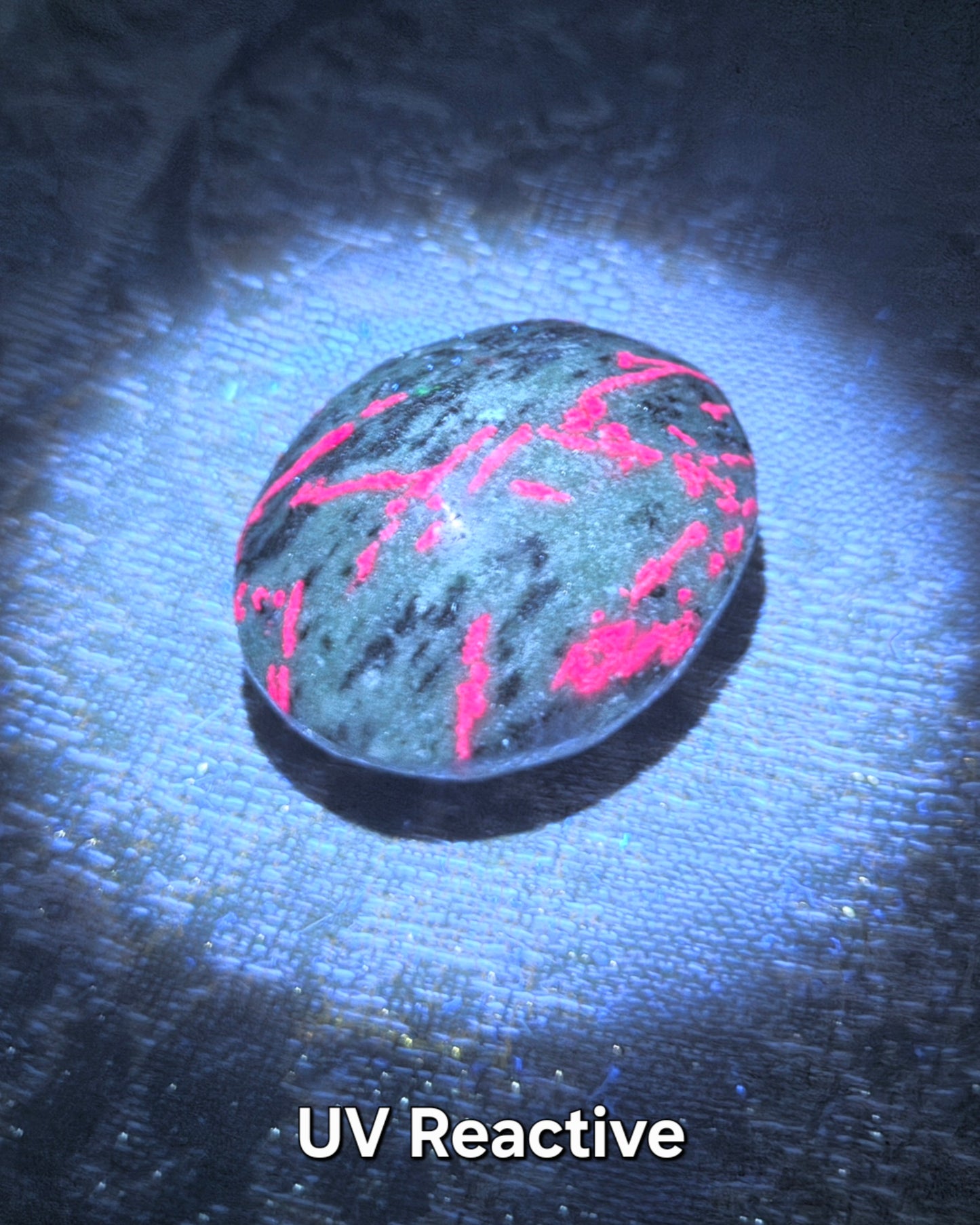 Ruby in Zoisite Palm Stone UV Reactive