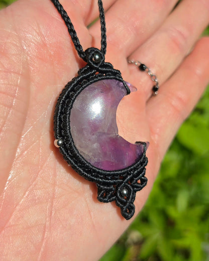 Amethyst Moon Macrame Necklace