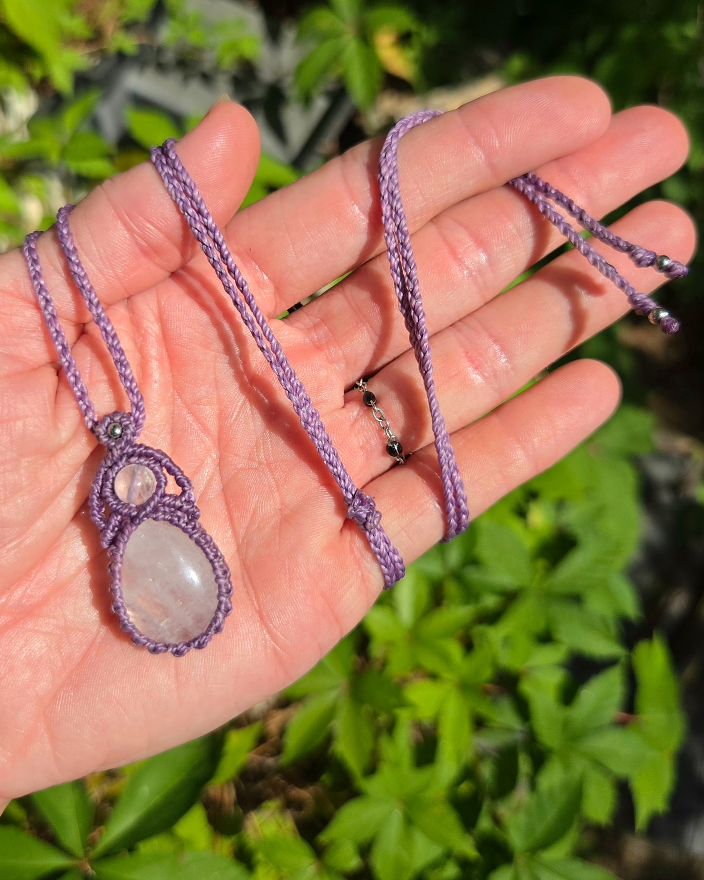 Clear Quartz Teardrop Macrame Necklace