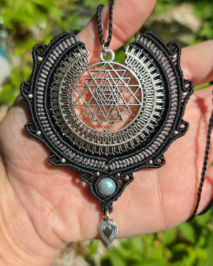 Sri Yantra Macrame Necklace