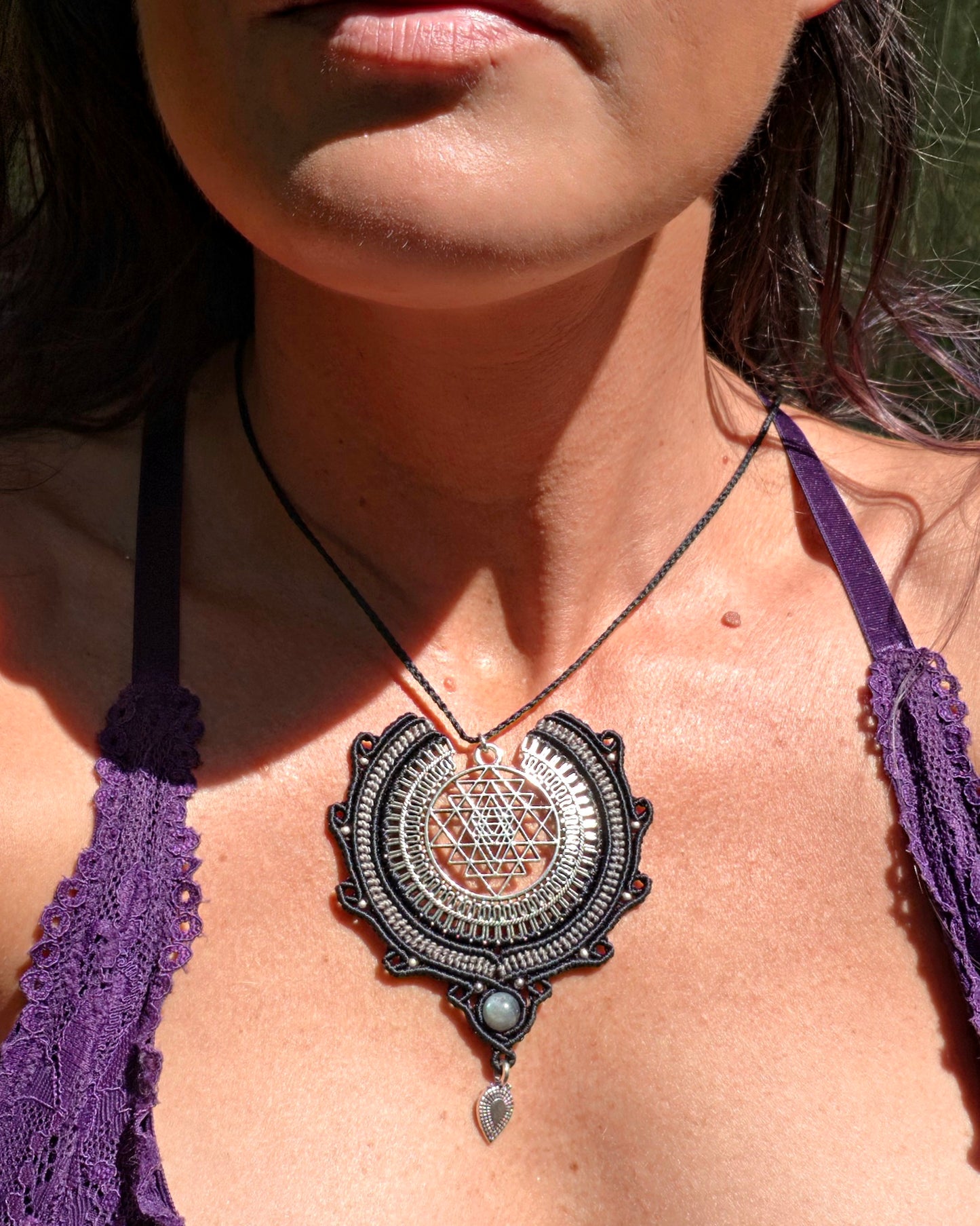Sri Yantra Macrame Necklace