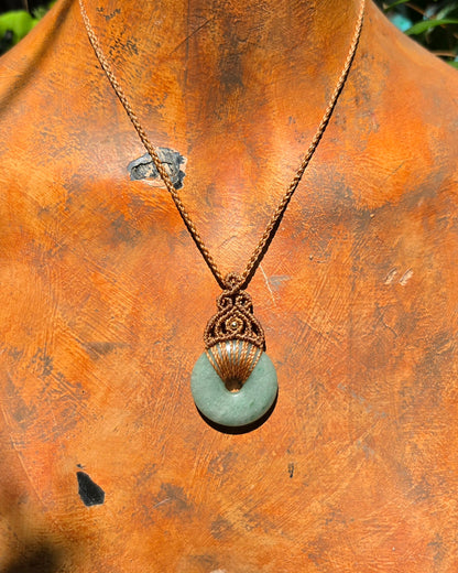 Green Aventurine Pi Stone Macrame Necklace