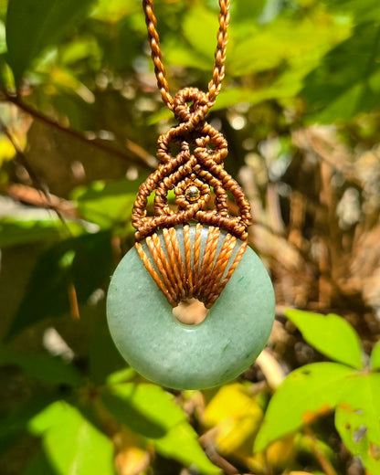Green Aventurine Pi Stone Macrame Necklace