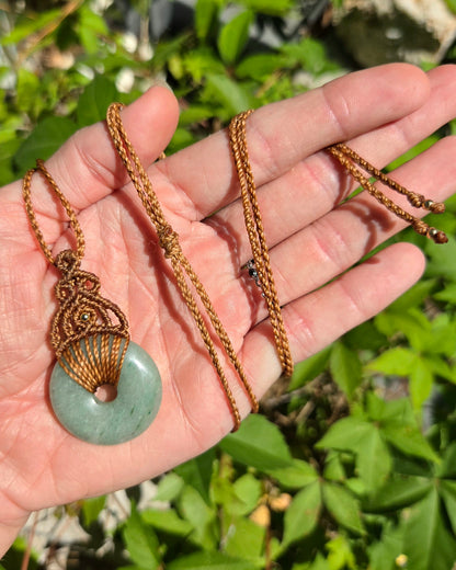 Green Aventurine Pi Stone Macrame Necklace