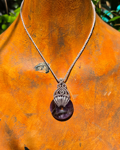Amethyst Pi Stone Macrame Necklace