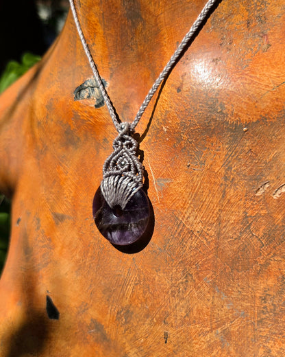 Amethyst Pi Stone Macrame Necklace
