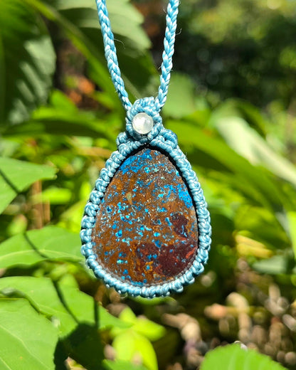 Azurite Shattuckite Macrame Necklace