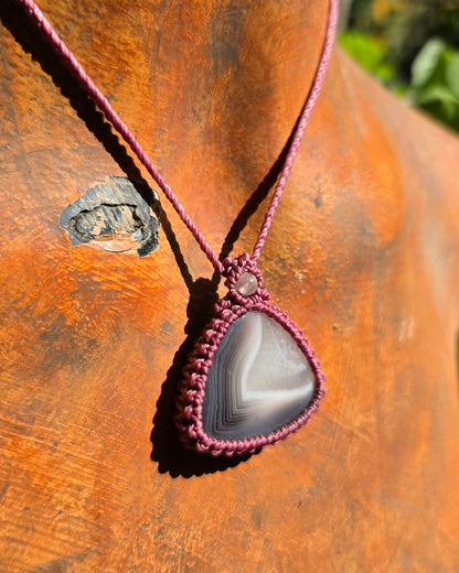 Mozambique aka Swazi Agate Macrame Necklace