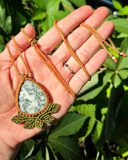 Tree Agate Macrame Necklace